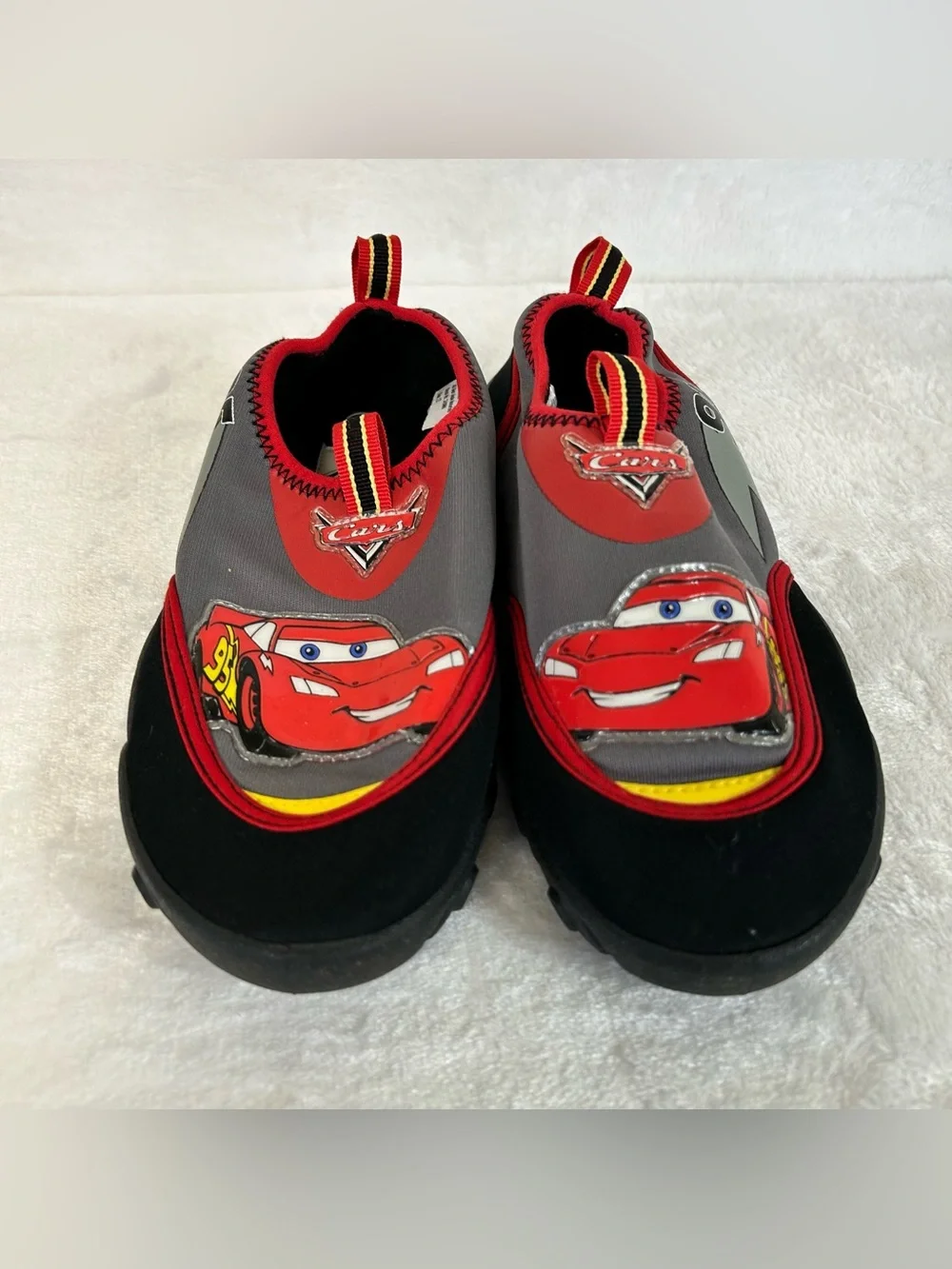 Disney Pixar Cars Kids Boys Water Shoes Size 13 Black Lightning McQueen Slip On